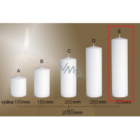 Lima Gastro hladká svíčka bílá válec 80 x 300 mm 1 kus