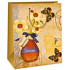 Ditipo Dárková papírová taška 26,4 x 13,6 x 32,7 cm béžová - kytky ve váze motýlci AB