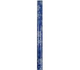 Nekupto Dárkový balicí papír vánoční 70 x 200 cm Modrý bílé, modré, stříbrné vločky
