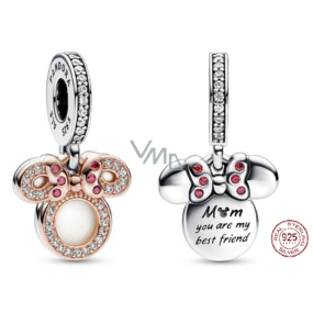 Charm Sterlingové stříbro 925 Disney Minnie Mouse silueta 2v1 maminka, přívěsek na náramek