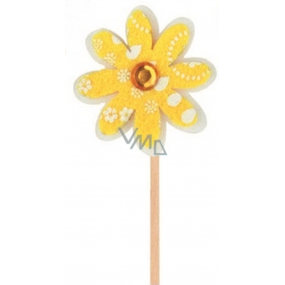 Květinka z filcu žlutá zápich 4 cm + špejle