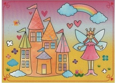 Magické malování vodou se štětcem Princezna s hradem 20 x 15 cm