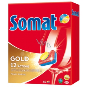 Somat Gold 12 Action Tablety do myčky, pomáhají odstranit i odolné nečistoty bez předmytí 40 kusů