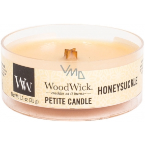 WoodWick Honeysuckle - Zimolez a jasmín vonná svíčka s dřevěným knotem petite 31 g