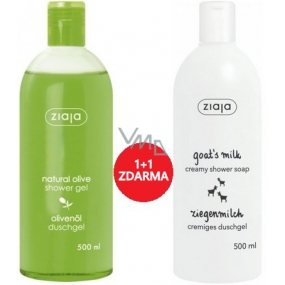 Ziaja Oliva sprchový gel 500 ml + Kozí mléko sprchový gel 500 ml, duopack