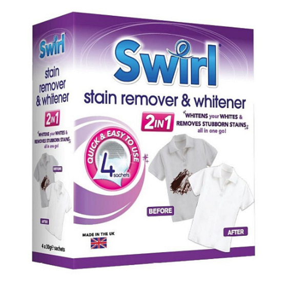 Swirl 2v1 Odstraňovač skvrn a bělení prádla sáčky 4 x 30 g