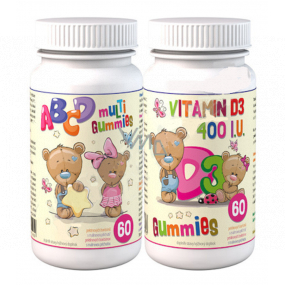 Clinical ABCD Multi Gummies + Vitamin D3 Gummies pektinové bonbóny s malinovou příchutí 2 x 60 kusů