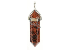 Obsidian mahagon kyvadlo šestihran přívěsek přírodní kámen 41 x 13 mm, kámen záchrany