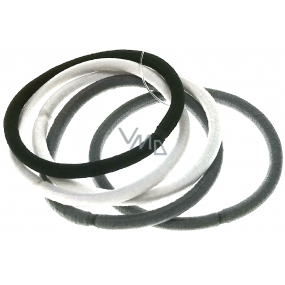 Vlasová gumička šedá, bílá, černá 5 x 0,4 cm 5 kusů