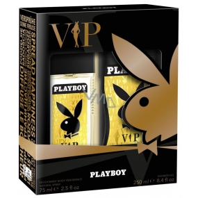 Playboy Vip for Him parfémovaný deodorant sklo pro muže 75 ml + sprchový gel 250 ml, kosmetická sada