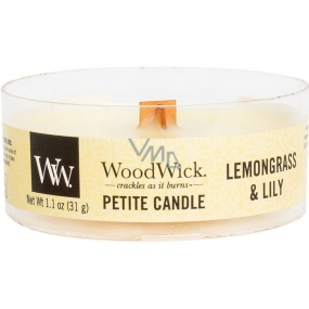 WoodWick Lemongrass & Lily - Citronová tráva a lilie vonná svíčka s dřevěným knotem petite 31 g
