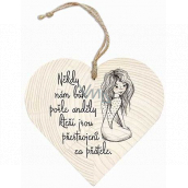 Bohemia Gifts Dřevěné dekorační srdce s potiskem Andělé a přátelé 13 cm