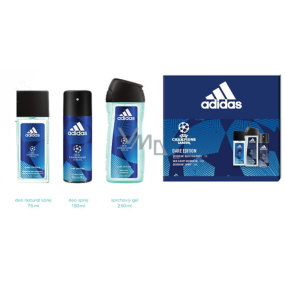 Adidas UEFA Champions League Dare Edition VI parfémovaný deodorant sklo pro muže 75 ml + sprchový gel 250 ml + deodorant sprej 150 ml, kosmetická sada