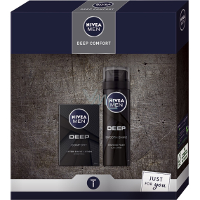 Nivea Men Deep Comfort voda po holení 100 ml + pěna na holení 200 ml, kosmetická sada pro muže