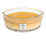 WoodWick Trilogy Fruits of Summer - Plody léta vonná svíčka s dřevěným širokým knotem a víčkem loď 453 g
