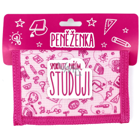 Nekupto Back To School peněženka růžová Sportuji, pařím, studuji 13,5 x 9 cm