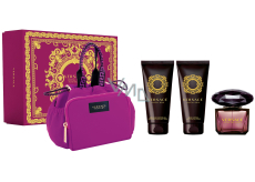 Versace Crystal Noir toaletní voda 90 ml + tělové mléko 100 ml + sprchový gel 100 ml + dámská kabelka, dárková sada pro ženy