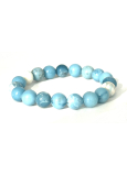 Larimar náramek elastický přírodní kámen, kulička 9 - 10 mm / 16 - 17 cm, klid - mír - vyrovnanost