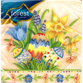 Forest Květiny + vajíčka velikonoční ubrousky 33 x 33 cm 1 vrstvé 20 kusů