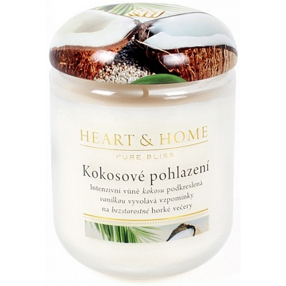 Heart & Home Kokosové pohlazení Sojová vonná svíčka střední hoří až 30 hodin 110 g