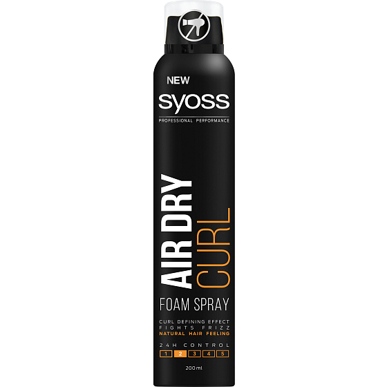 Syoss Air Dry Curl 24 silná fixace pěna pro kudrnaté vlasy sprej 200 ml