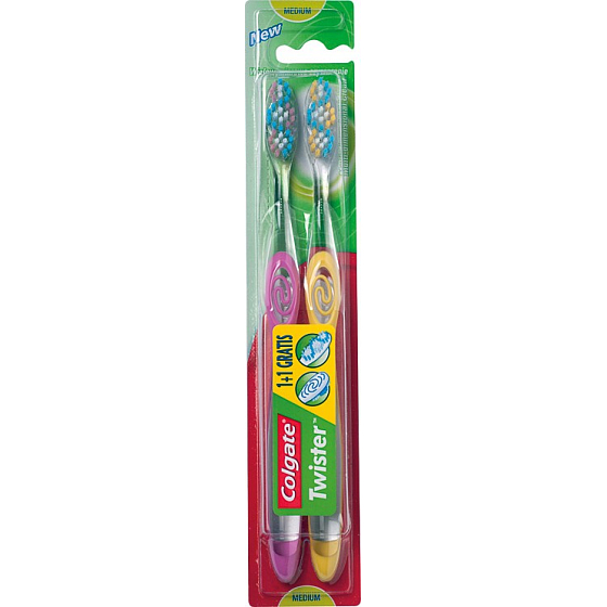 Colgate Twister Medium střední zubní kartáček 1 + 1 kus