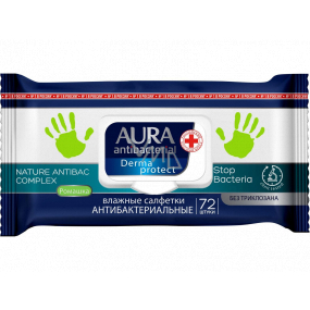 Aura Antibakteriální vlhčené ubrousky na ruce, ničí až 99% bakterií 72 kusů