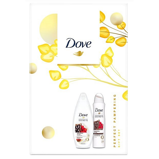 Dove Nourishing Secrets Vyživující African Ritual Kakao & Ibišek sprchový gel 250 ml + antiperspirant deodorant sprej 150 ml, kosmetická sada