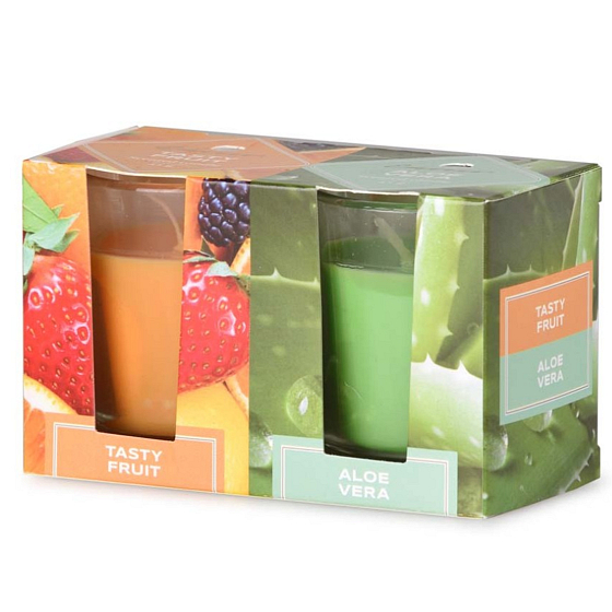 Emocio Tasty Fruit & Aloe Vera vonná svíčka sklo 52 x 65 mm 2 kusy v krabičce