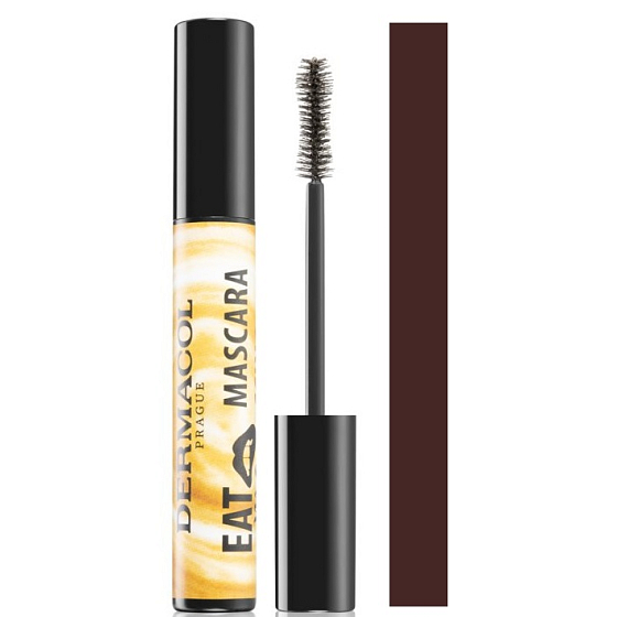 Dermacol Eat Me Mascaraccino prodlužovací a objemová řasenka s vůní černo-hnědá 10,5 ml