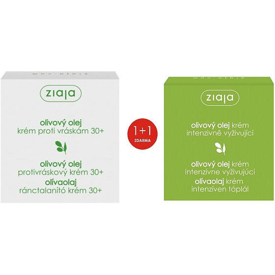 Ziaja Olivový olej krém proti vráskám 30+ 50 ml + Olivový olej pleťový krém vhodný i pro děti od 1 měsíce života 50 ml, duopack