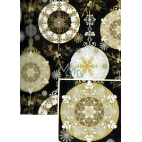 Nekupto Dárkový balicí papír vánoční 70 x 1000 cm Černý zlaté, stříbrné ozdoby