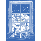 Arch Vánoční samolepka, okenní fólie bez lepidla Sníh za oknem 35 x 25 cm