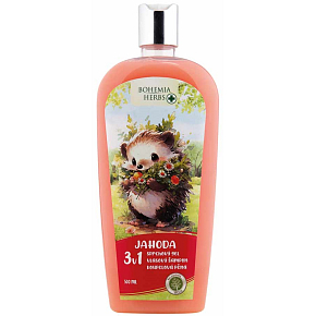 Bohemia Gifts Herbs Jahoda 3v1 sprchový gel, šampon a pěna do koupele pro děti 500 ml