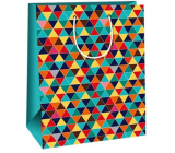 Ditipo Dárková papírová taška 26,4 x 13,6 x 32,7 cm Barevné trojúhelníky