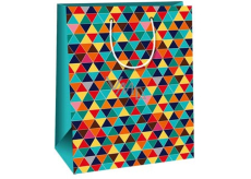 Ditipo Dárková papírová taška 26,4 x 13,6 x 32,7 cm Barevné trojúhelníky