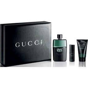 Gucci Guilty Black pour Homme toaletní voda 90 ml + sprchový gel 50 ml + toaletní voda 8 ml, dárková sada