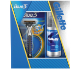 Gillette Blue 3 holicí strojek + gel na holení 75 ml, kosmetická sada pro muže