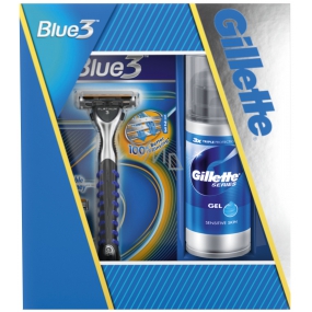 Gillette Blue 3 holicí strojek + gel na holení 75 ml, kosmetická sada pro muže
