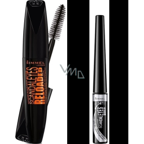 Rimmel London Scandaleyes Reloaded řasenka 003 Extreme Black 12 ml + Scandaleyes Bold voděodolné oční linky 001 Black 2,5 ml