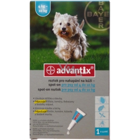 Bayer Advantix Spot On roztok pro nakapání na kůži on pro psy 4-10 kg, 1 x 1 ml