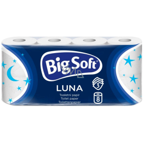 Big Soft Luna toaletní papír bílý 160 útržků 3 vrstvý 8 kusů