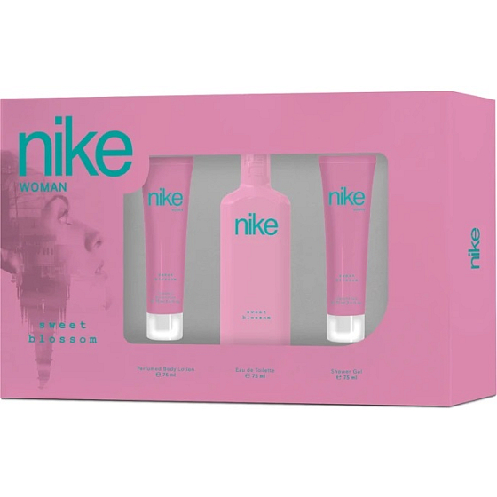 Nike Sweet Blossom Woman toaletní voda 75 ml + sprchový gel 75 ml + tělové mléko 75 ml, dárková sada pro ženy