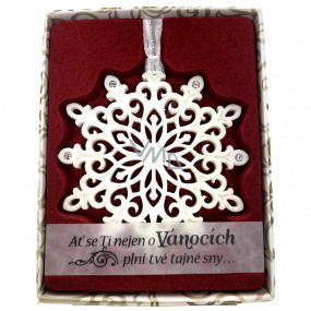 Albi Vánoční ornament s krystaly Swarovski na zavěšení s popisem - Ať se Ti nejen o Vánocích plní tvé tajné sny, cca 7 x 8 cm