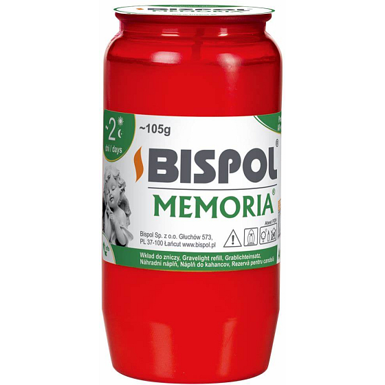 Bispol Memoria olejová svíčka červená, doba hoření 48 hodin 105 g