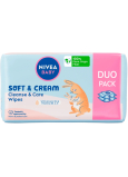 Nivea Baby Soft & Cream vlhčené čistící ubrousky 2 x 57 kusů, duopack