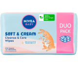 Nivea Baby Soft & Cream vlhčené čistící ubrousky 2 x 57 kusů, duopack