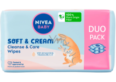 Nivea Baby Soft & Cream vlhčené čistící ubrousky 2 x 57 kusů, duopack