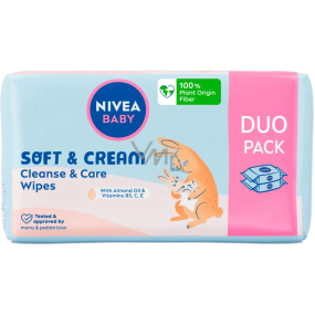 Nivea Baby Soft & Cream vlhčené čistící ubrousky 2 x 57 kusů, duopack