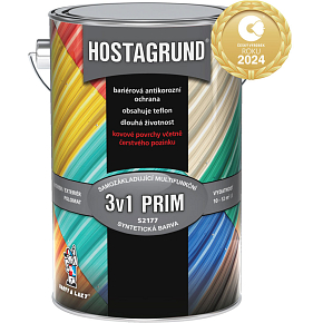 Hostagrund Prim 3v1 S2177 základní i vrchní barva na kov, 0620 žlutá, 4 l Hostagrund Prim 3v1 S2177 základní i vrchní barva na kov, 0620 žlutá, 4 l